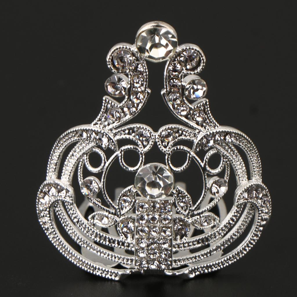 Max Sparkling Rhinestone Mini Crown Tiara Wedding Banquet Hair Jewelry Silver