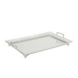 Maxbell Metal Iron Food Serving Tray with Handles for Home Party Elegant Retro Style Argent