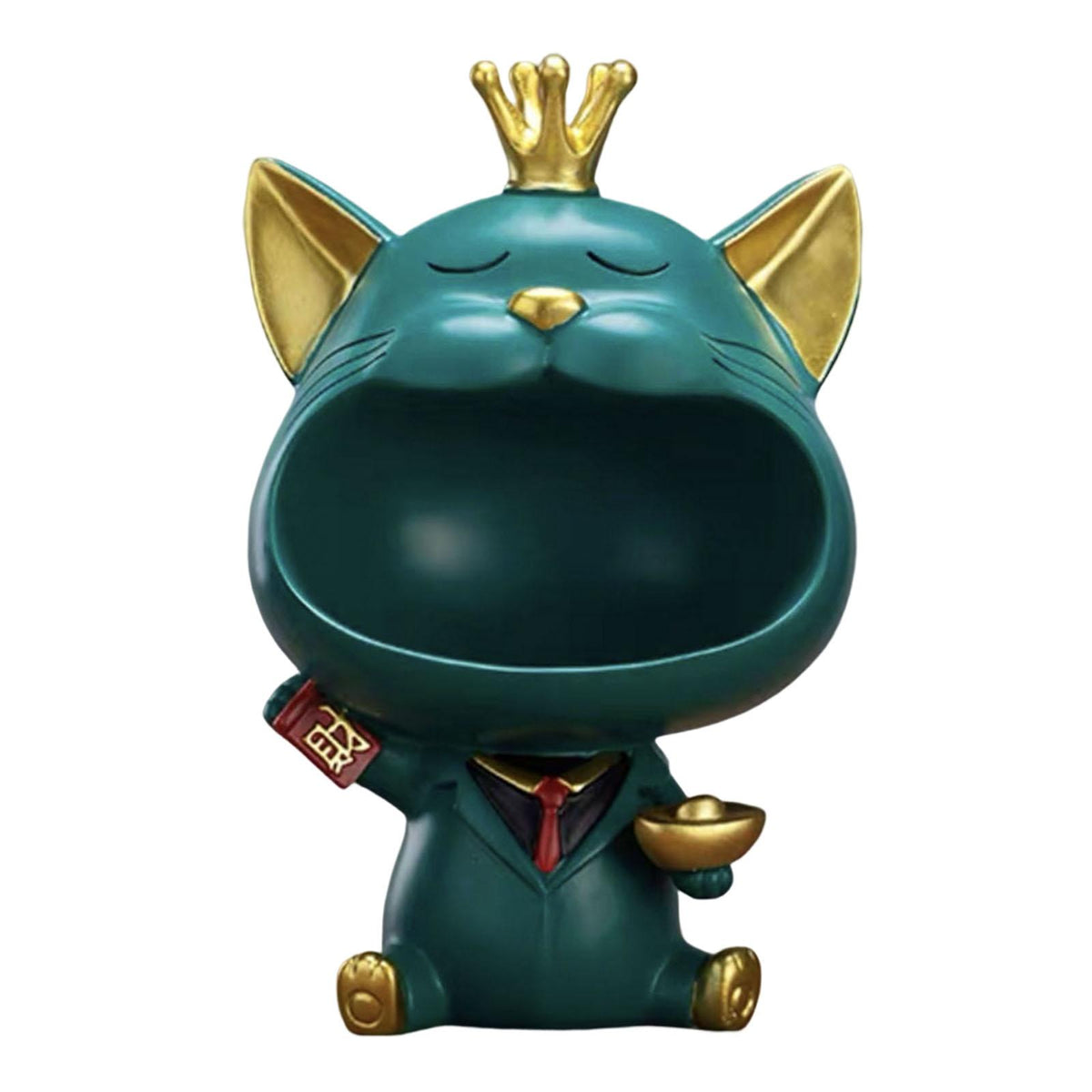 Maxbell Modern Cat Statue Storage Box Resin Key Holder Desk Organizer Home Decor Green