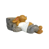 Maxbell Rabbit Sculpture Flower Pot Resin Craft for Outdoor Tabletop Decoration