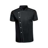Maxbell Men Women Chef Coat Jacket with Pockets Summer for Bakery Food Service L Black