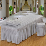 Maxbell SPA Massage Table Linen Set Bed Skirt Pillow Case Stool Cover Grey-L