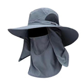 Maxbell Sun Cap with Detachable Neck Flap Cover Beach Backpacking Unisex Fishing Hat Deep Gray