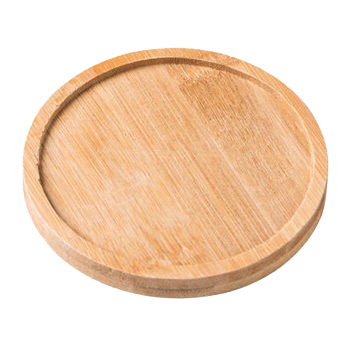 Maxbell Wooden Bathroom Tray Vanity Plate Soap Dispenser Tray Soap Holder for Home Round