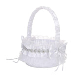 Maxbell Wedding Flower Girl Basket Comfortable Handle for Banquet Lace Edge