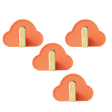 Maxbell 4Pcs Storage Hooks Flexible Self Adhesive for Clothes Keys Bags Orange