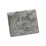 Maxbell Vaccination Card Protector Slim Leather Wallet for Documents Grey