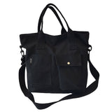 Maxbell Canvas Tote Bag Snap Fastener Closure Handbag for Office Leisure School Black