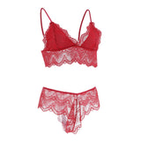 Maxbell Women Sexy Lace Bra Panty Thong Lingerie Set Sleepwear Wine Red XXL