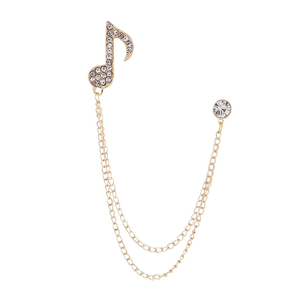 Maxbell Music Note Brooch Badge Decor Rhinestone Brooch for Sweater Shirt Gift Gold