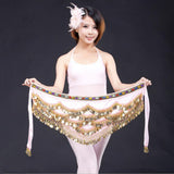 Max Velvet Dangling Gold Coins Belly Dancing Hip Skirt Scarf Wrap Belt Pink
