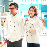 Maxbell Piping Chef Jacket Coat Uniform Long Sleeve Hotel Kitchen Apparel L White
