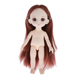 Maxbell Lovely 16cm Ball Jointed Girl Doll Nude Body DIY Parts Brown Straight Hair