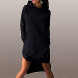 Maxbell Lady Sweatshirt Hooded Dress Long Sleeve Pullover Jumper Sweater Top S Black
