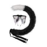 Maxbell Plush Faux Fur Cat Ears with Long Tail Set for Cosplay Birthday Performance Black