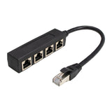 Maxbell LAN Ethernet Splitter Black Male to Female Network Adapter Computer One to  Four
