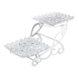 Maxbell 2 Tiers Cake Stand Snack Display Tray Dessert Tray for Dessert Afternoon Tea Heart Square
