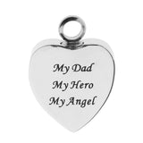 Maxbell Stainless Steel Heart Cremation Urn Keepsake Pendant My Dad My Hero My Angel