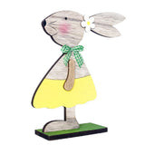 Maxbell 1 PC Desktop Ornament Easter Wooden Rabbit Decoration Party Tableware Yellow