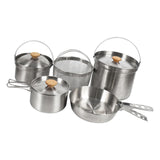 Maxbell 5x Stainless Steel Cooking Pot Kit Camping Pan Picnic Backpacking Outdoor
