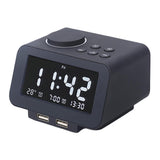 Maxbell Multifunctional Digital Alarm Clock  USB Hotel Radio Clock-UK  Black