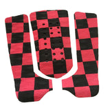 Maxbell 3x Deck Grip Mat Surfing Padding Anti Slip Premium for Funboard Beginner Black Red