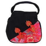 Max Embroidery Handbags Ethnic Canvas Handmade Tote women's handbags Black