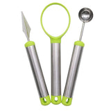 Maxbell 3 Piece Set Stainless Steel Melon Baller Carving Tool Fruit Scoop Green