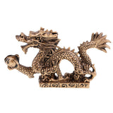 Max Chinese Dragon Figurine Statue Home Decoration Bronze Color 12 x 2.3 x 7 cm