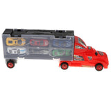 Maxbell Diecast Alloy Container Truck with 12 Car Vehcile Playset Toy Racing Car Red