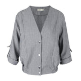 Maxbell Fashion Autumn Women 3/4 Sleeve Solid Short Coat Loose Jacket Tops L Gray