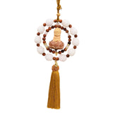 Maxbell Wood Buddha Statue Car Pendant Versatile with Tassel Yellow Tassel