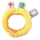 Maxbell Mahjong Makeup SPA Headband Soft Flannel Plush for Face Wash Women Yellow