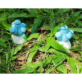 Max 2x Mini Artificial Plants Cute Resin Cactus with Special Can Pot Sapphire