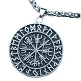 Maxbell Steel Nordic Viking Shield Pendant Necklace Men Gift silver metal chain
