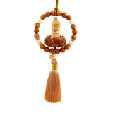 Maxbell Buddha Statue Car Rearview Mirror Pendant Wood Tassel Car Hanging Decoration Yellow