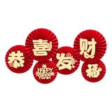 Maxbell 6Pcs Chinese Decoration Paper Flowers Fan New Year for Door Decoration Style E