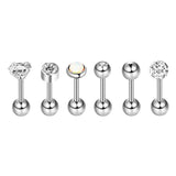 Max Maxb 6/12 sets Steel Zircon Rhinestone Earring piercing Jewelry Silver  6 sets