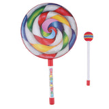 Max Maxb Wooden Lollipop Hand Drum Toy for Kids Early Music Learning 8 inch