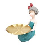 Maxbell Nordic Girl Resin Sculpture Storage key Decorative Desktop Decor Blue