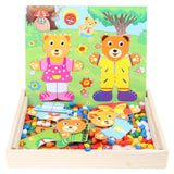 Maxbell Wooden Cartoon Bear Mushroom Nails Puzzle Learning Educational Toy for Kids