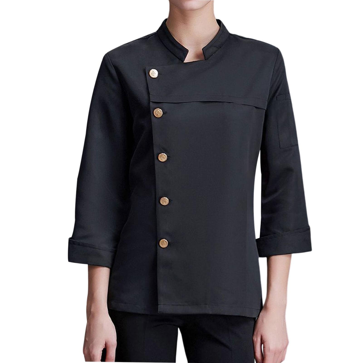 Maxbell Men Women Chef Coat Jacket Cooking Uniform Waiter Apparel Restaurant M Black
