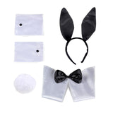 Maxbell Bunny Costume Set Arm Cuffs Rabbit Tail Black and White for Party Easter