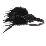 Max 1920s Vintage Style Feather Flapper Headband Headpiece W/ tassels Golden