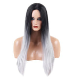 Max 24 inch Natural Long Straight Wigs for Black Women Synthetic Middle Part Wig