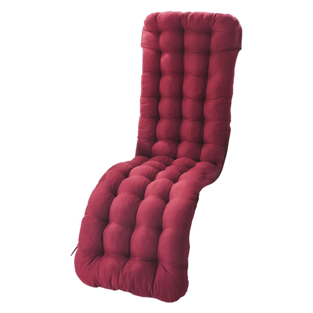 Maxbell Comfortable Polyester Garden Recliner Cushion Thickened Mat Outdoor Indoor Wine Red B
