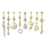 Maxbell 8 Pieces Belly Button Rings Piercing Jewelry Heart Butterfly for Gift