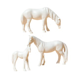 Maxbell 3Pcs Resin Small Horse Miniatures Figurines Micro Animal Statues for Desktop White