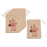Maxbell 6 Pieces Christmas Pattern Drawstring Burlap Bag 4x5.5inch Party Favors Reindeer
