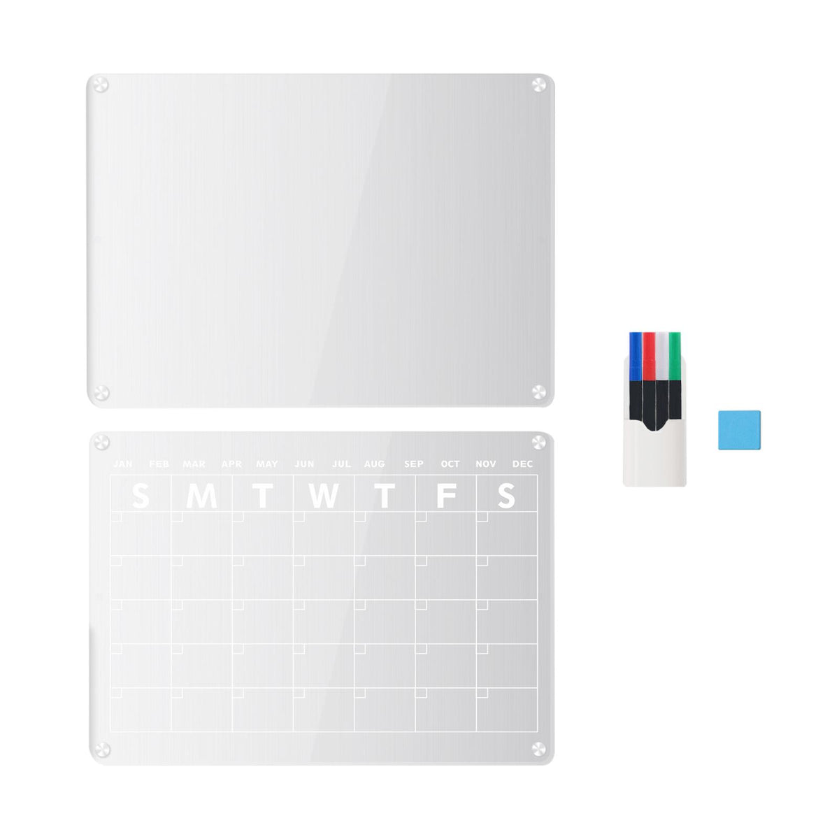 Maxbell 2x Acrylic Magnetic Dry Erase Board Calendar Refrigerator Magnet for Office